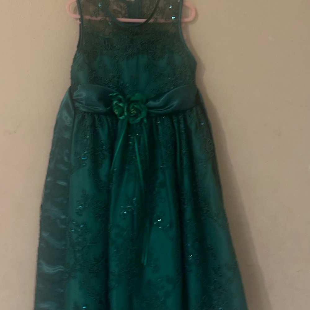 Charming Green Lace Kids Dress